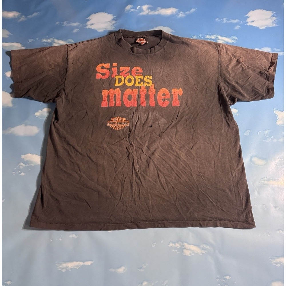 Harley Davidson Vintage 1991 Size Does Matter Men 3XL Shirt USA Holoubek Black